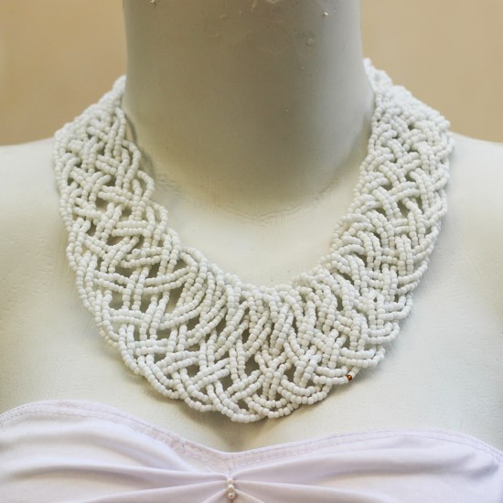 Plaited White Beads