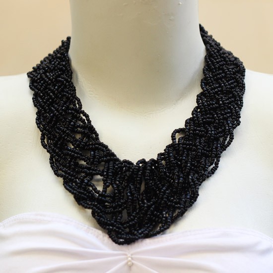 Plaited Black Beads
