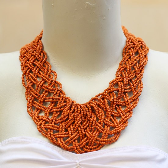 Plaited Orange Beads