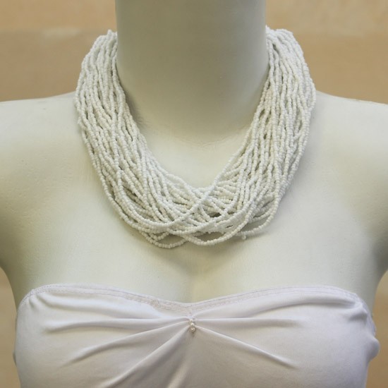 Bold Coiled White Beads
