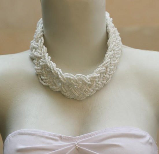 White Beads Plaited