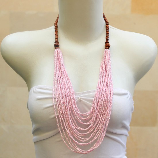 Pink Beads Chain with Wood