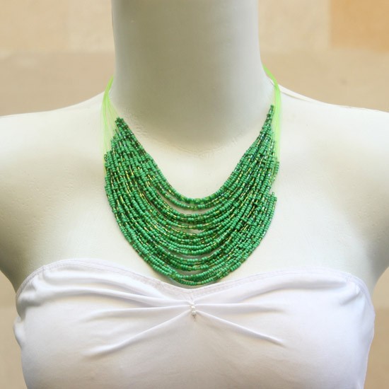 String Chain with Green Beads