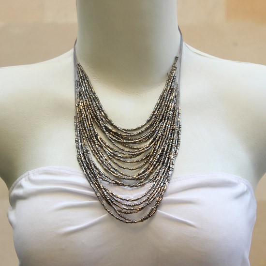 String Chain with Silver Beads