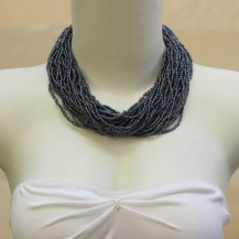 'Bold Coiled Grey Beads
