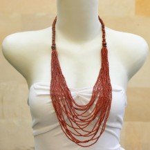 'Dark Brown Beads Chain With Wood