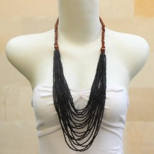 'Black Beads Chain with Wood
