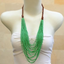 'Green Beads Chain with Wood