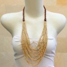 'Light Brown Beads Chain with Wood