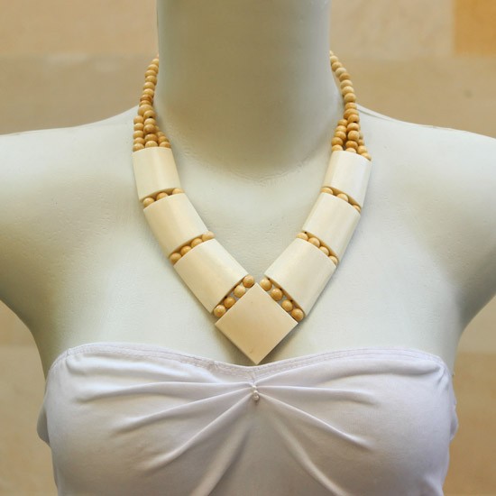 White Bone V Neck Chain