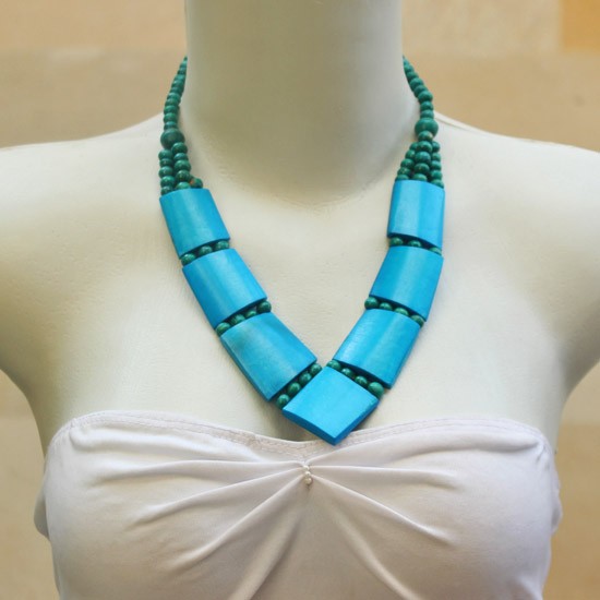 Turquise Bone V Neck Chain