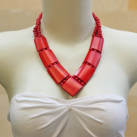 Red Bone V Neck Chain
