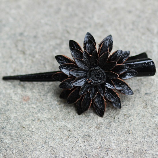 Black Flower Hairpin