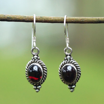Oval Garnet With Twist Wire