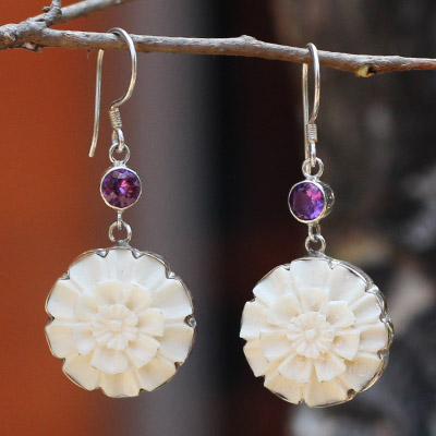 Bone Flower with amethyst