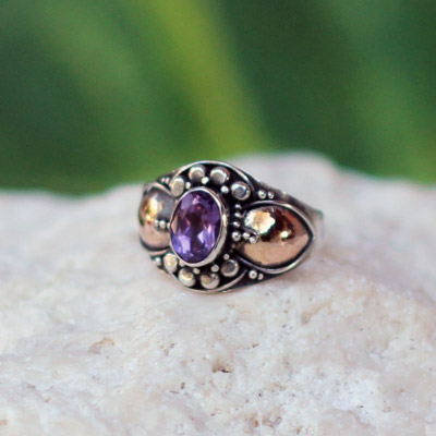 Double Plain Leaf With Amethyst