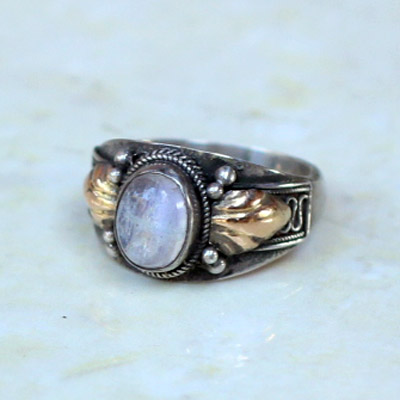 Gold Leaf With Moonstone