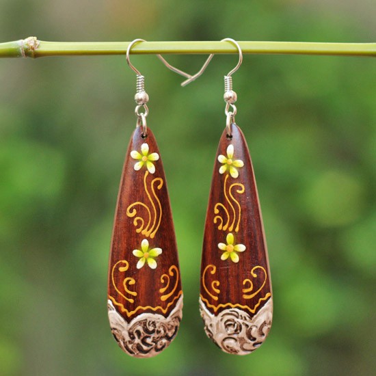 Wooden Flowery Painted