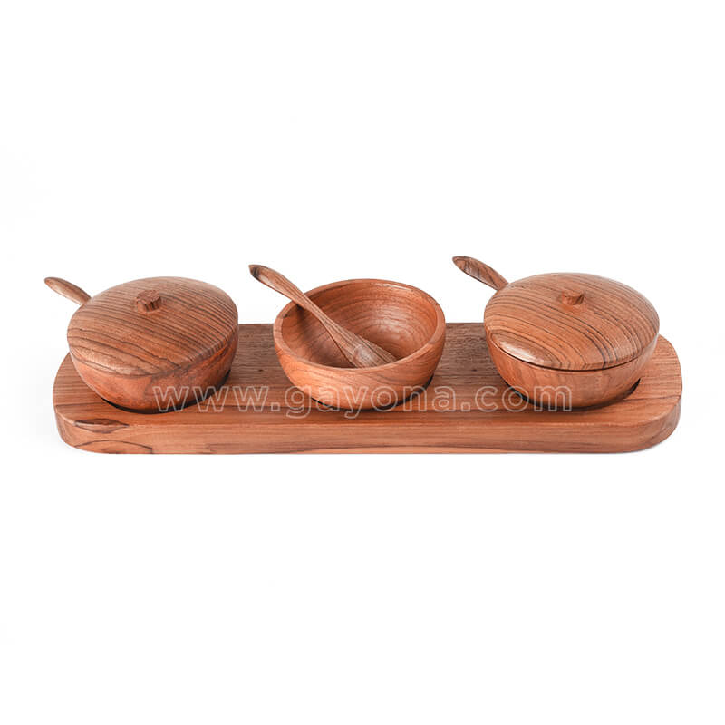 Teak Mini Condiment Spoon Sets